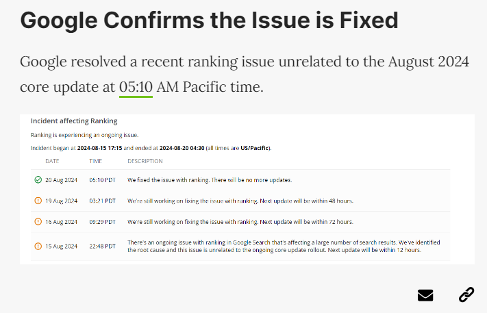 The Google Ranking Bug Has Been Resolved: (Unrelated to August Core Update)