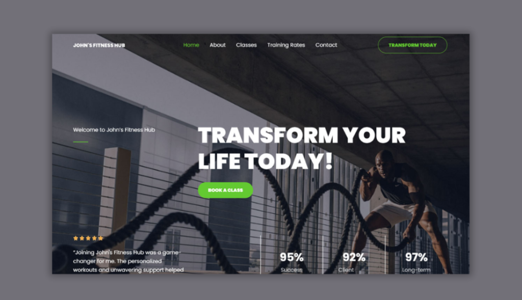Fitness website development