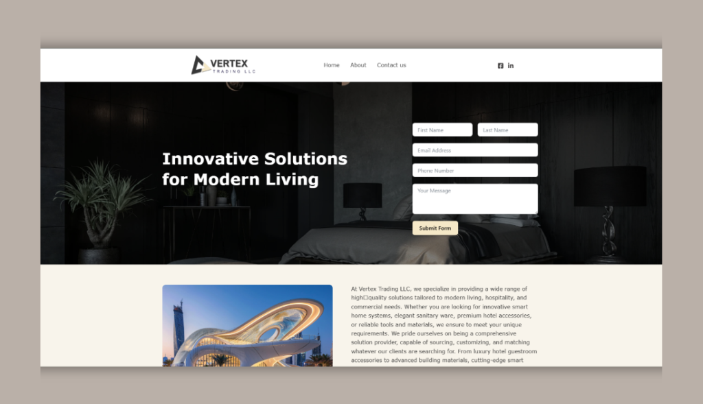 modern living website development